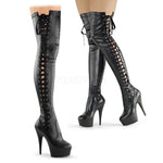 SS-DELIGHT-3050 Platform Boot  | Black Faux Leather