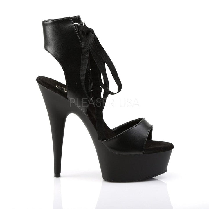 SS-DELIGHT-600-14 Platform Sandal | Black Faux Leather-Footwear-Pleaser Brand-Black-10-Faux Leather-SEXYSHOES.COM