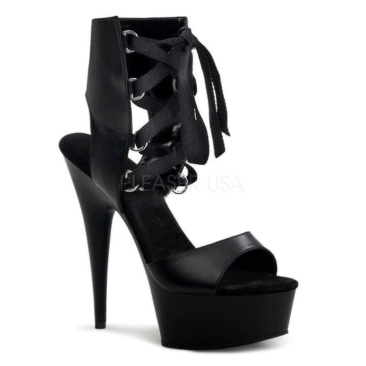 SS-DELIGHT-600-14 Platform Sandal | Black Faux Leather-Footwear-Pleaser Brand-Black-10-Faux Leather-SEXYSHOES.COM