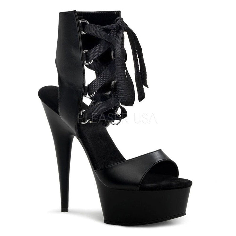 SS-DELIGHT-600-14 Platform Sandal | Black Faux Leather-Footwear-Pleaser Brand-Black-10-Faux Leather-SEXYSHOES.COM