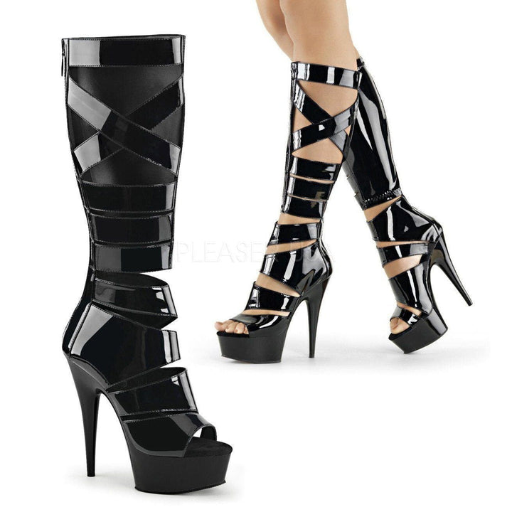 SS-DELIGHT-600-49 Platform Boot | Black Patent-Footwear-Pleaser Brand-Black-11-Patent-SEXYSHOES.COM