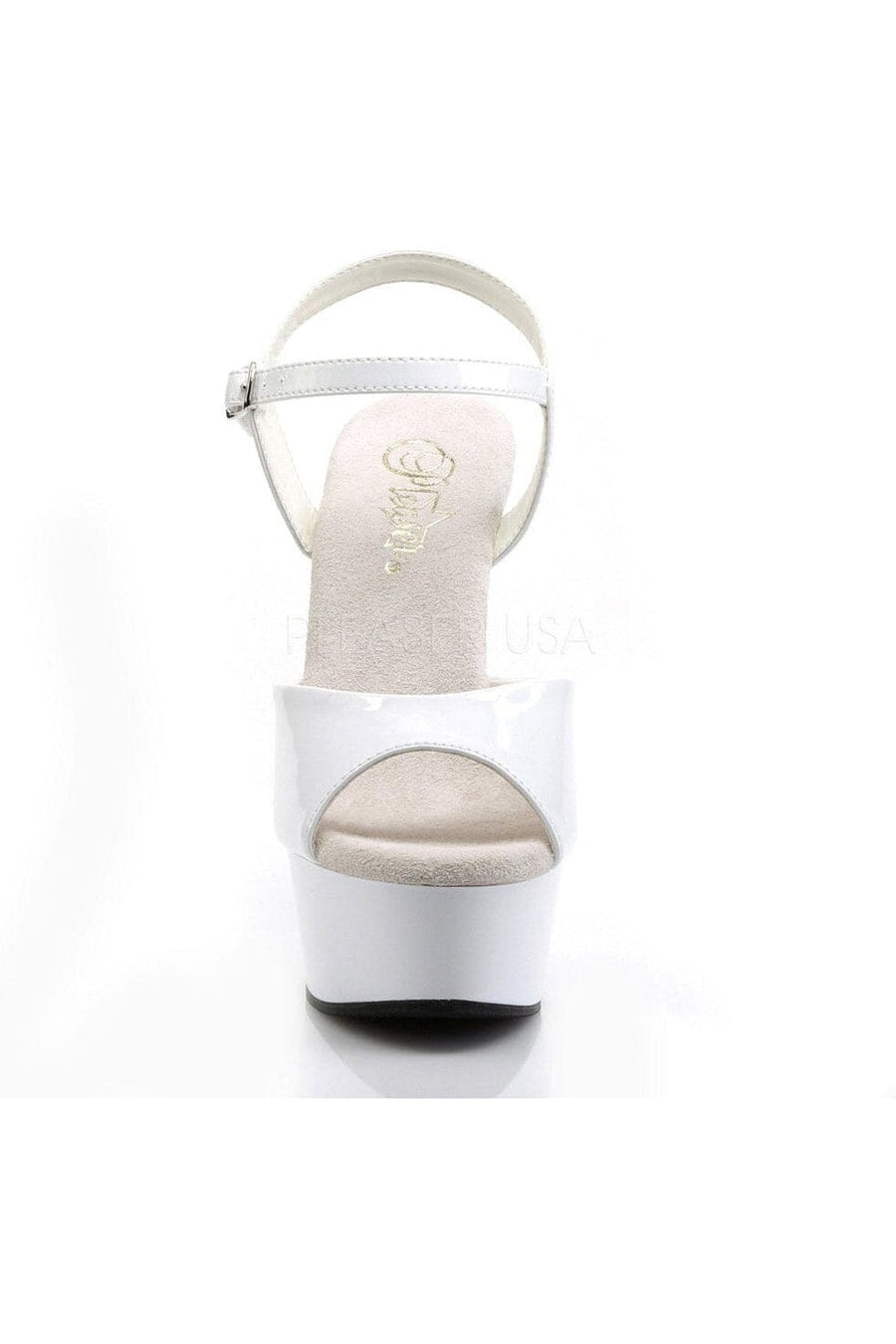 Pleaser Brand SS DELIGHT 609 Platform Sandal in White Patent