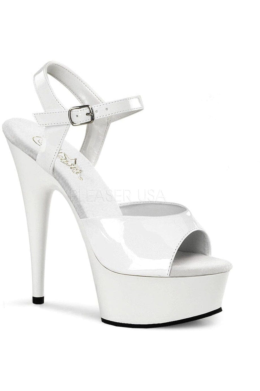 Pleaser Brand SS DELIGHT 609 Platform Sandal in White Patent from SexyShoes.com