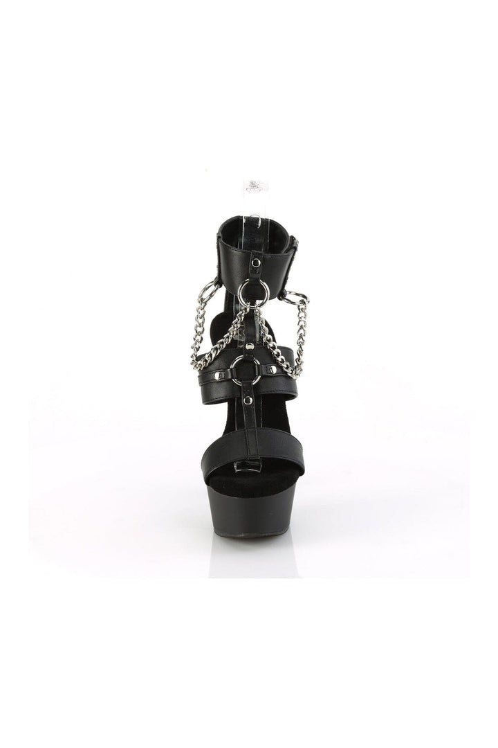 SS-DELIGHT-661 Black Faux Leather Sandal