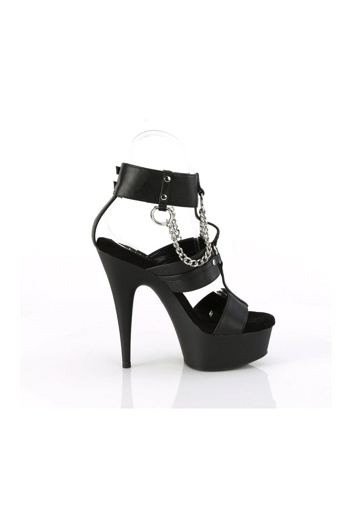 DELIGHT-661 Black Faux Leather Sandal-Sandals-Pleaser-SEXYSHOES.COM