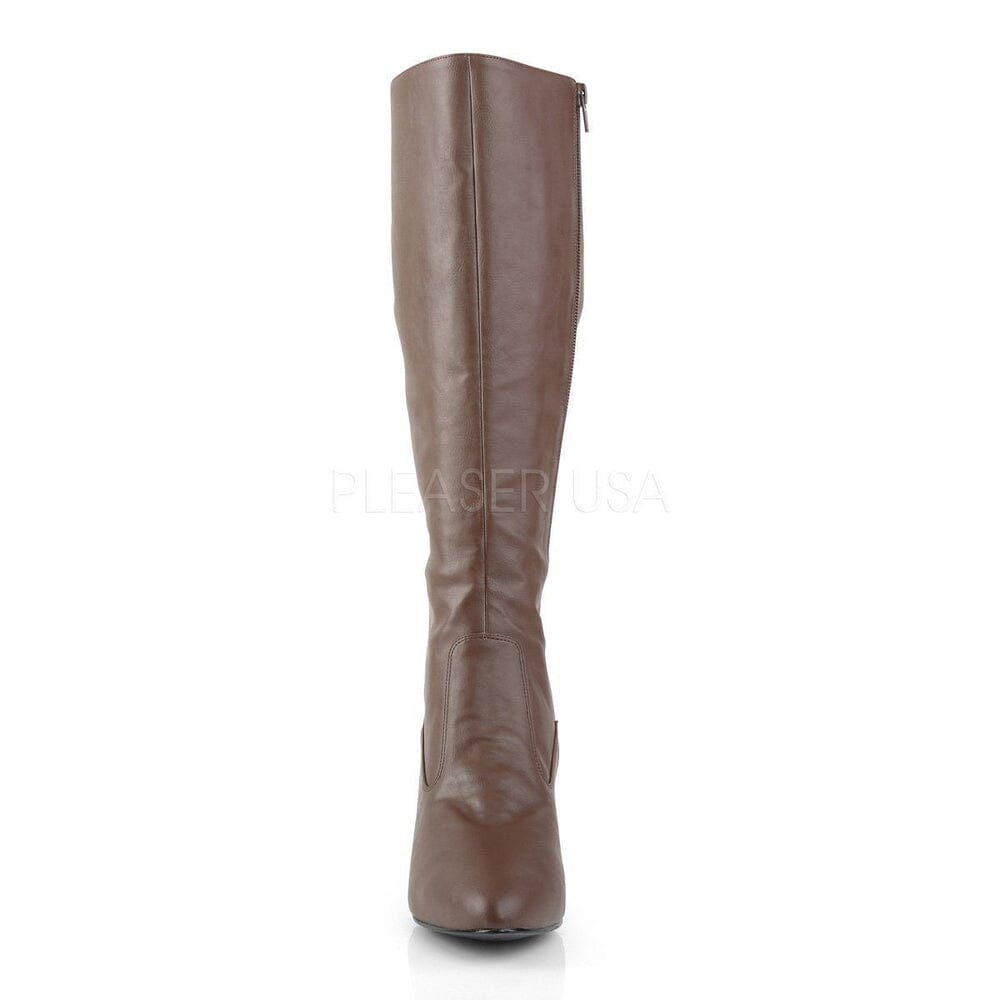 SS-DIVINE-2018 Knee Boot | Brown Faux Leather-Footwear-Pleaser Brand-Brown-12-Faux Leather-SEXYSHOES.COM