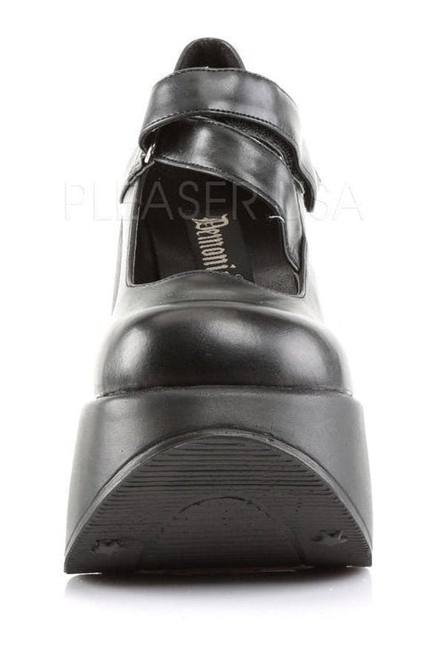DYNAMITE-03 Demonia Wedge | Black Faux Leather