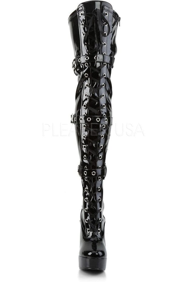 ELECTRA-3028 Platform Boot | Black Patent-Pleaser-Thigh Boots-SEXYSHOES.COM