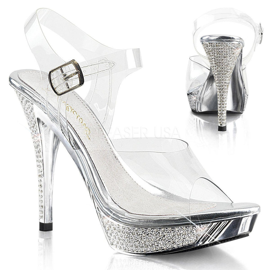 Pleaser Brand SS ELEGANT 408 Sandal in Clear Vinyl from SexyShoes.com