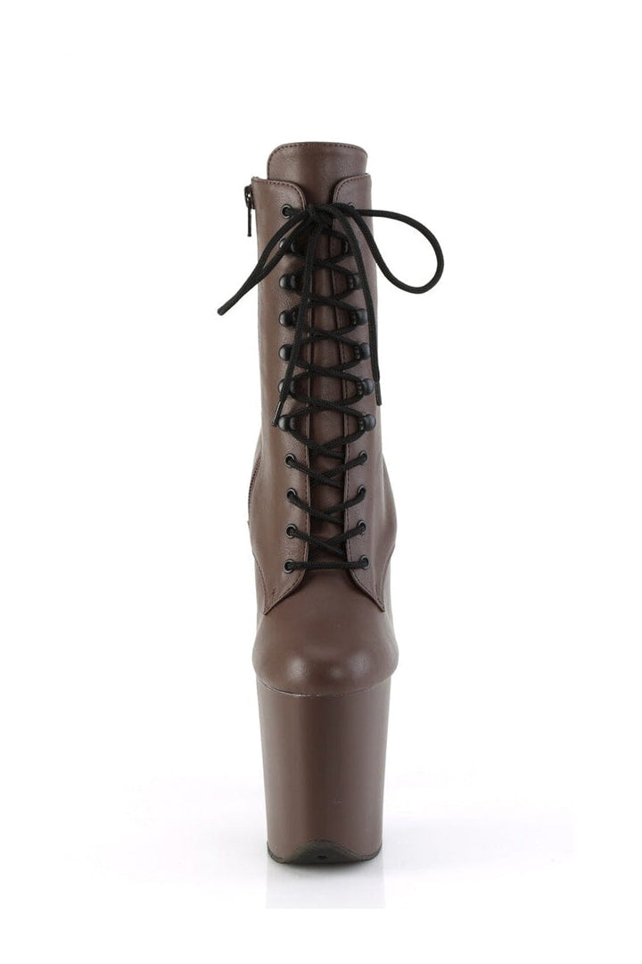FLAMINGO-1020 Brown Faux Leather Ankle Boot
