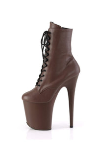 Pleaser FLAMINGO-1020 Brown Faux Leather Ankle Boot in Brown Faux Leather