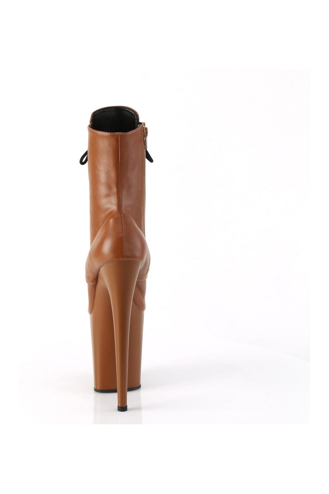 Pleaser FLAMINGO-1020 Brown Faux Leather Ankle Boot in Brown Faux Leather