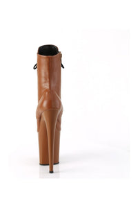 Pleaser FLAMINGO-1020 Brown Faux Leather Ankle Boot in Brown Faux Leather