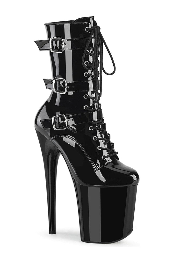 Pleaser FLAMINGO-1043 Black Patent Ankle Boot in Black Patent from SexyShoes.com