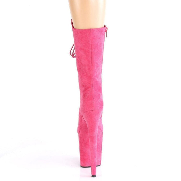 SS-FLAMINGO-1050FS Exotic Knee Boot-Footwear-Pleaser Brand-Fuchsia-5-Faux Suede-SEXYSHOES.COM