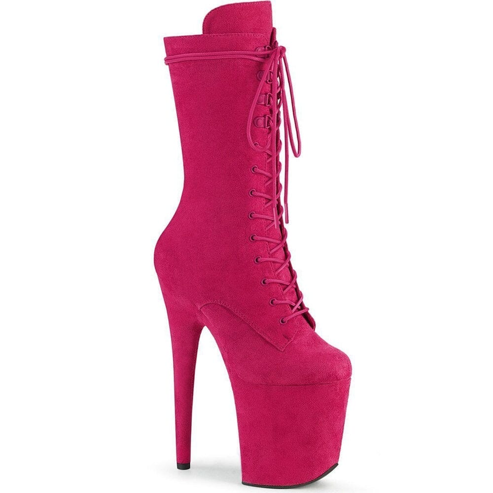 SS-FLAMINGO-1050FS Exotic Knee Boot-Footwear-Pleaser Brand-Fuchsia-5-Faux Suede-SEXYSHOES.COM