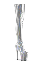 FLAMINGO-3000HWR Silver Hologram Thigh Boot