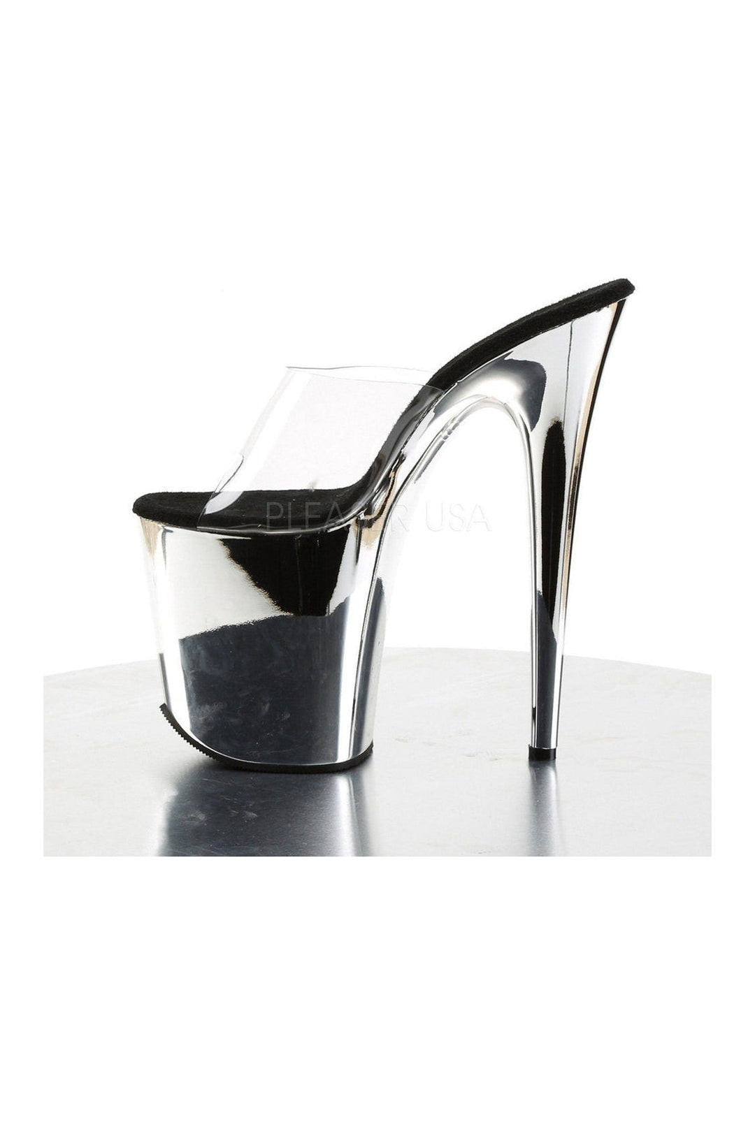 Pleaser FLAMINGO-801 Platform Slide in Clear Vinyl