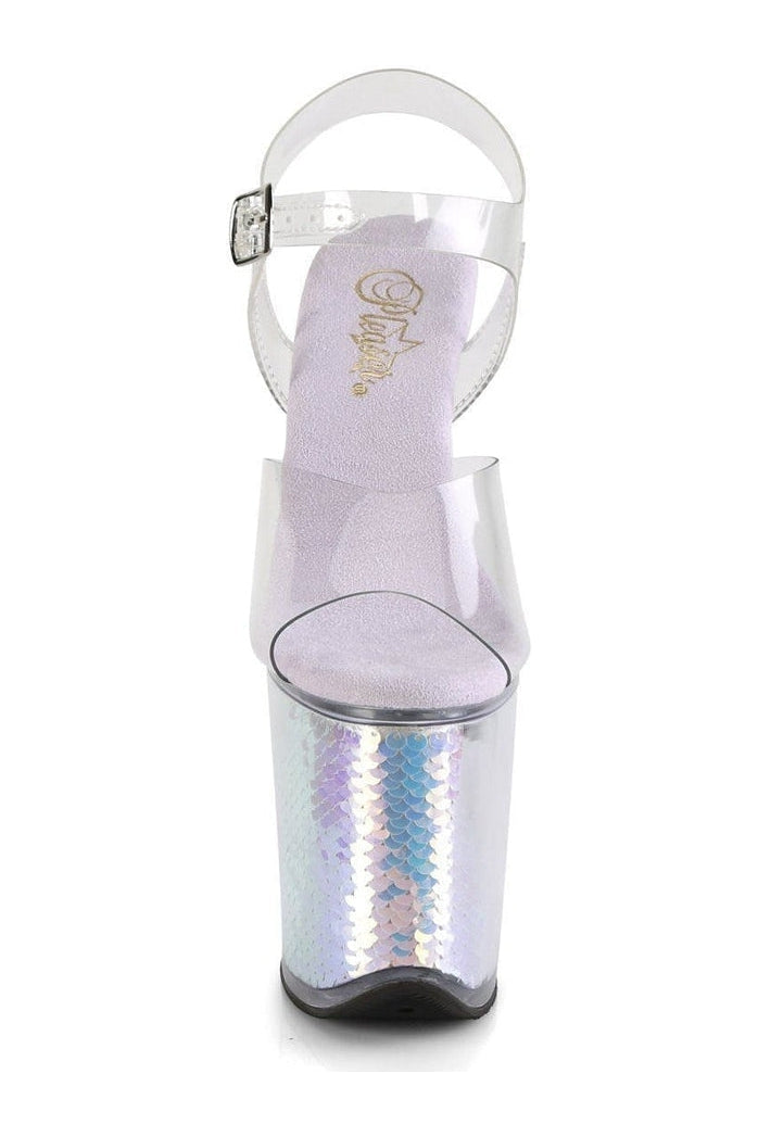 Pleaser FLAMINGO-808MC Exotic Platform Sandal in Clear Vinyl