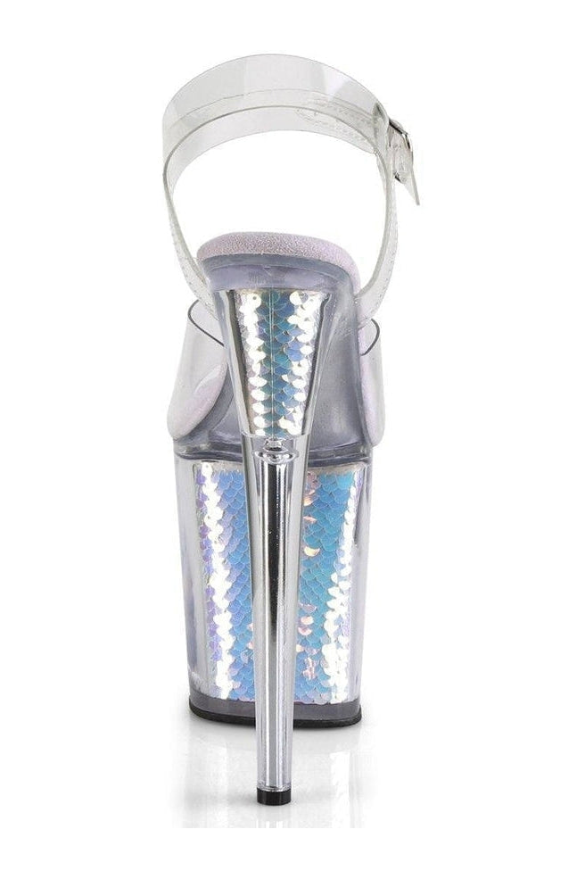 Pleaser FLAMINGO-808MC Exotic Platform Sandal in Clear Vinyl