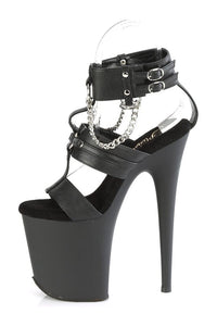 Pleaser FLAMINGO-861 Black Faux Leather Sandal in Black Faux Leather