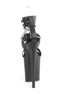 Pleaser FLAMINGO-861 Black Faux Leather Sandal in Black Faux Leather