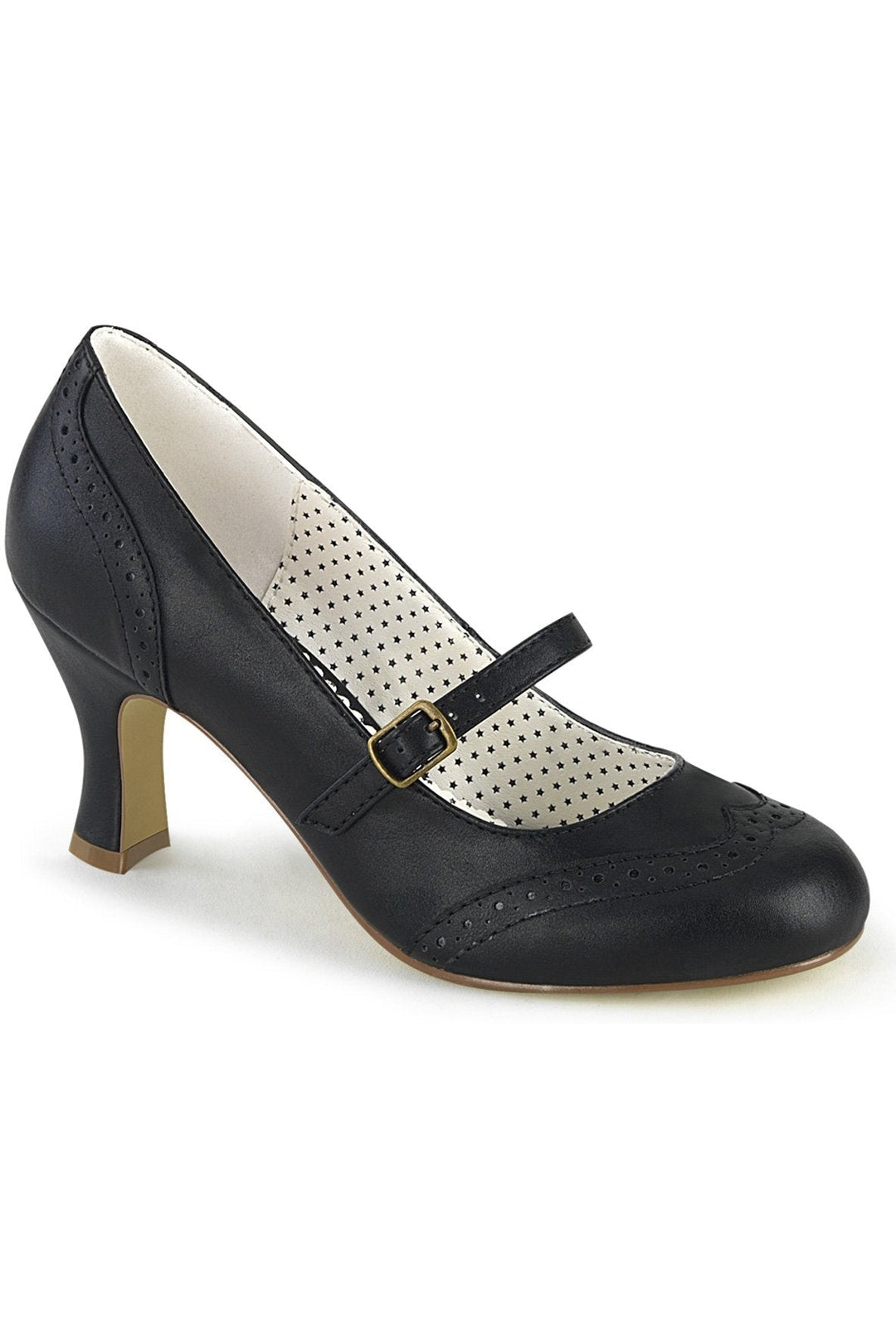 FLAPPER-32 Pump | Black Faux Leather-Pumps-Pin Up Couture-Black-10-Faux Leather-SEXYSHOES.COM
