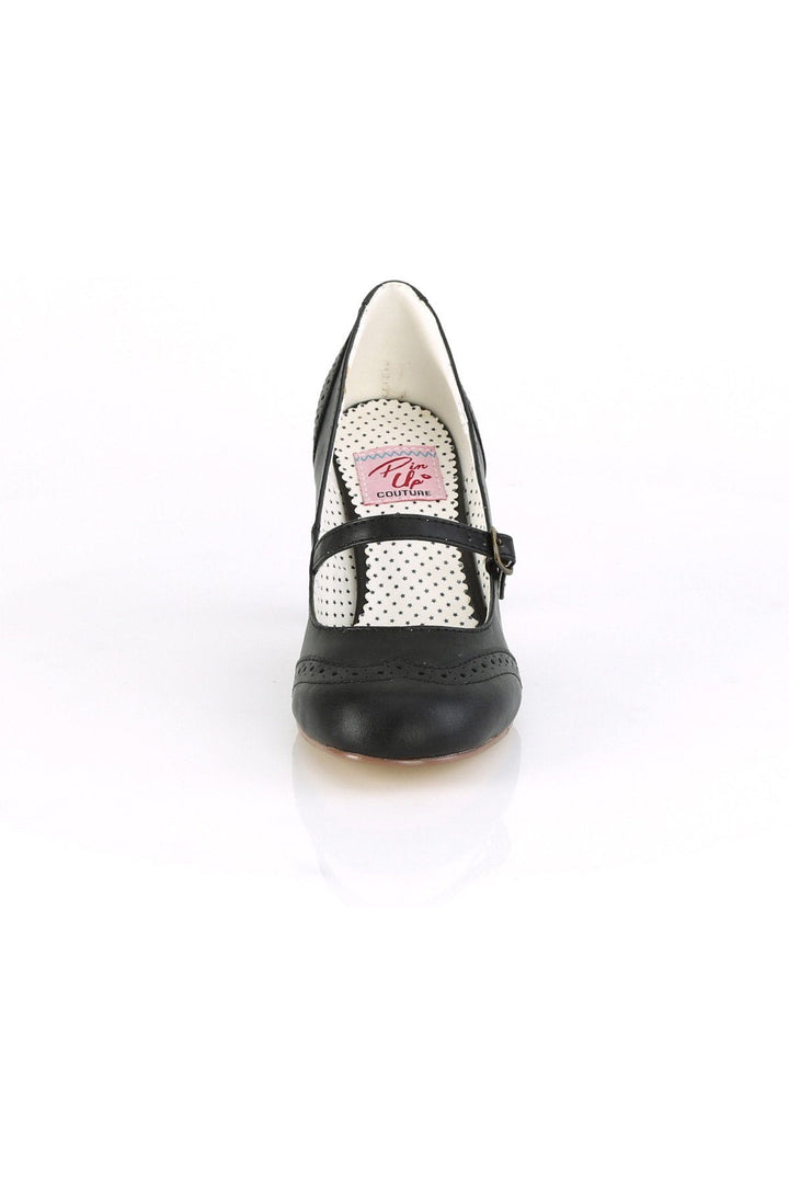FLAPPER-32 Pump | Black Faux Leather-Pumps-Pin Up Couture-SEXYSHOES.COM