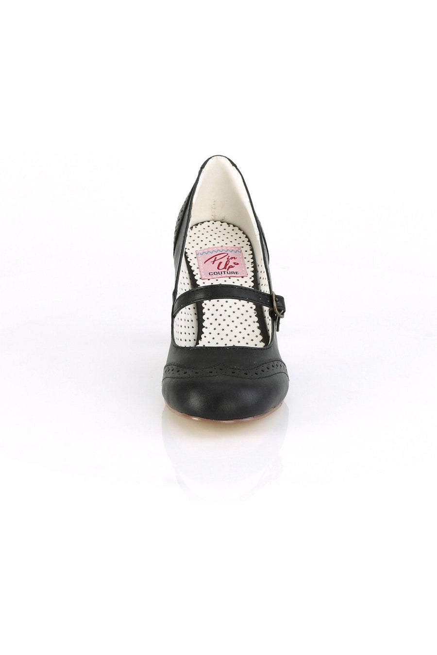 Pin Up Couture FLAPPER-32 Pump in Black Faux Leather