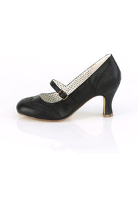 Pin Up Couture FLAPPER-32 Pump in Black Faux Leather