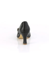 Pin Up Couture FLAPPER-32 Pump in Black Faux Leather