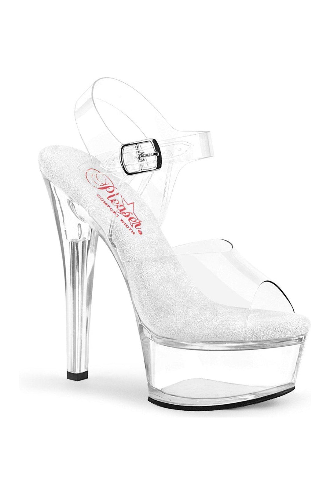 Pleaser SS GLEAM 608 Sandal in Clear Vinyl from SexyShoes.com