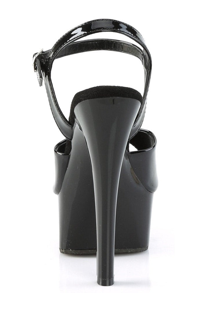 Pleaser GLEAM-609 Sandal in Black Patent