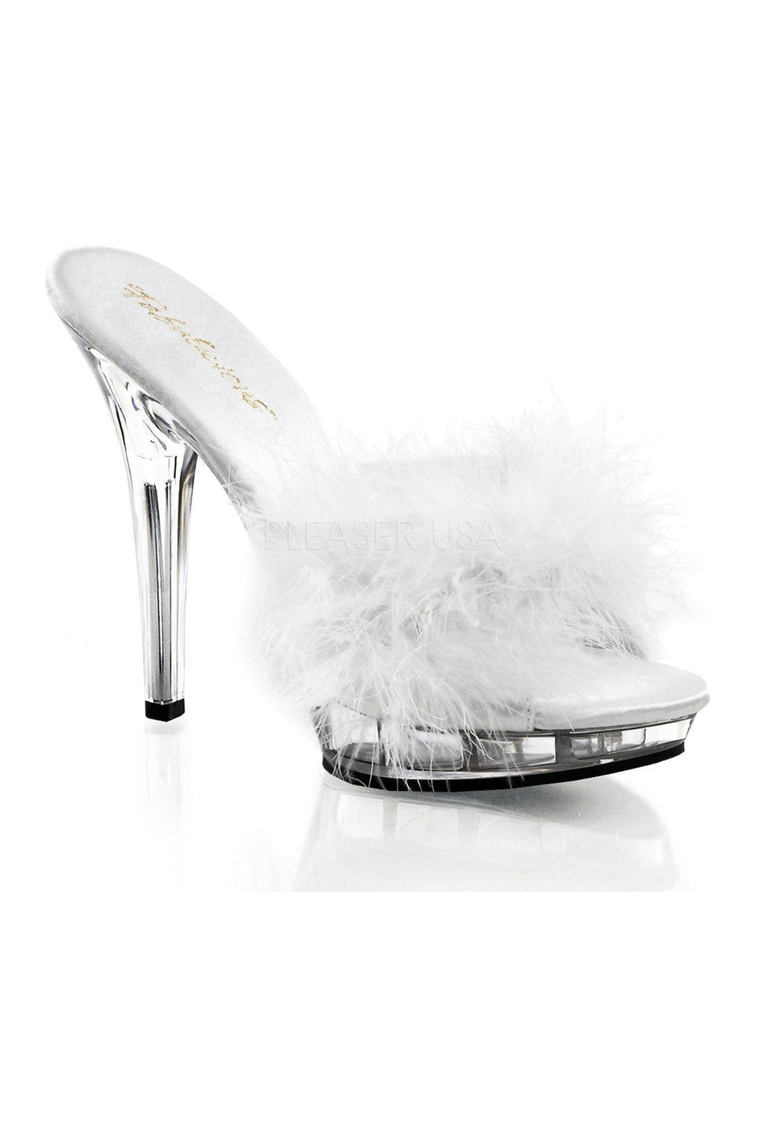 Pleaser Brand SS LIP 101 8 Mule in Clear Satin from SexyShoes.com