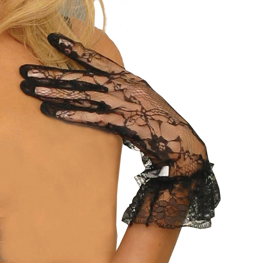 Elegant Moments Brand SS Lace Wrist Gloves in Black  from SexyShoes.com