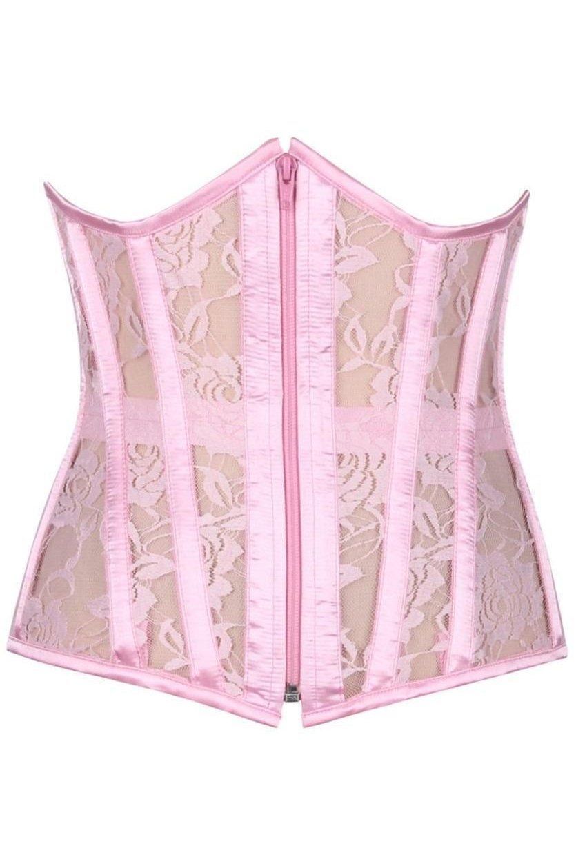 Daisy Corsets Lavish Light Pink Sheer Lace Under Bust Corset in Pink 