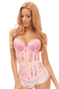 SS-Lavish Light Pink Sheer Lace Under Bust Corset