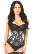 SS-Lavish White Underbust Corset w/Black Lace Overlay