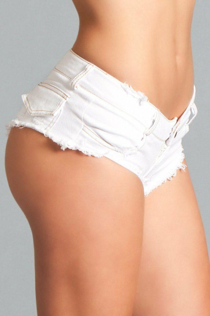 BeWicked Low Waist Cut Off Denim Booty Shorts in White 