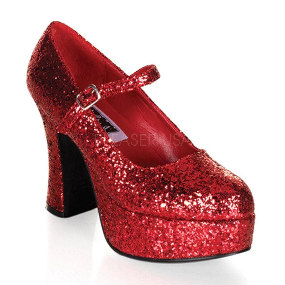 SS-MARYJANE-50G Mary Jane | Red Glitter-Footwear-Pleaser Brand-Red-14-Glitter-SEXYSHOES.COM