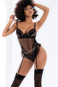 SS-Mesh Bodysuit With Ruffle detail