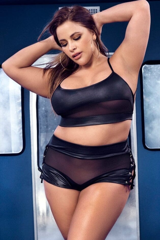 Mapale Mesh Under Breast Tank 2 Piece Set in Black  from SexyShoes.com