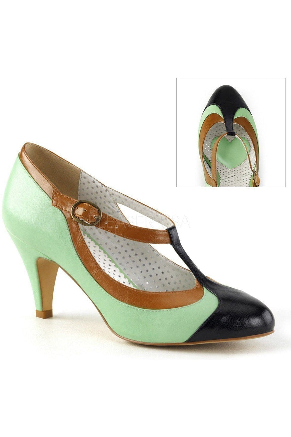Pin Up Couture PEACH-03 Pump in Green Faux Leather from SexyShoes.com