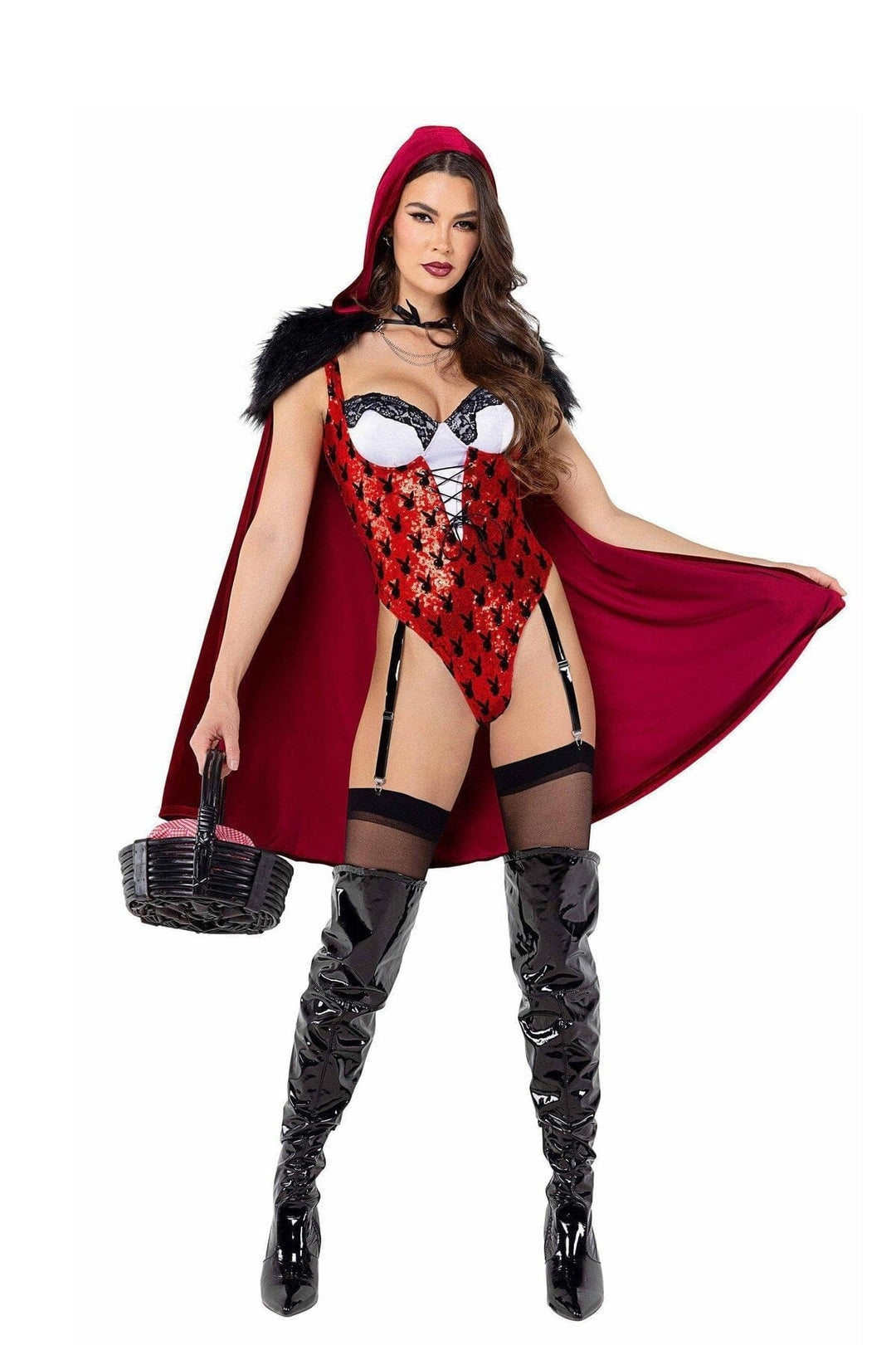 SS-Playboy Red Hooded Enchated Forest Costume-Costumes-Roma Brand-Black-XL-SEXYSHOES.COM