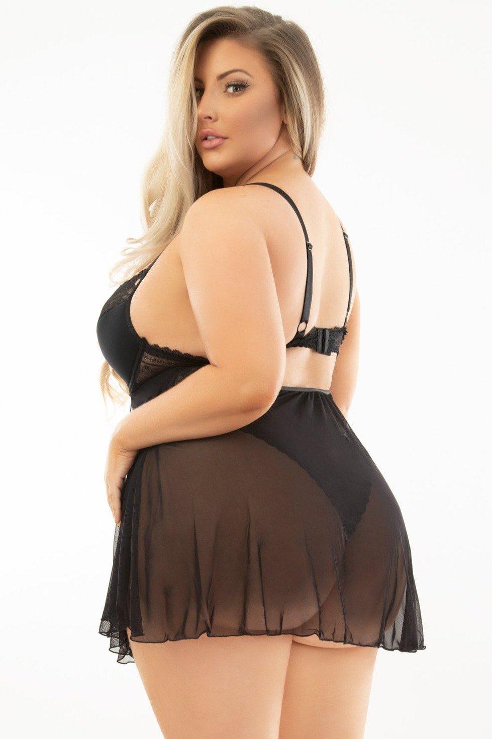 Escante Plus Size Lace Teddy Doll in Black 