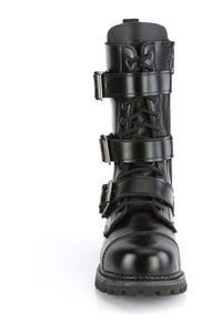 Demonia RIOT-12BK Black Leather Ankle Boot in Black Leather
