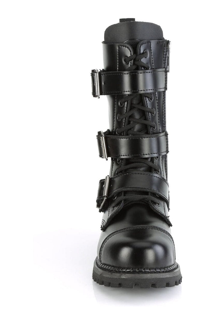 SS-RIOT-12BK Black Leather Ankle Boot