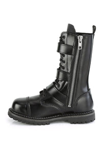 Demonia RIOT-12BK Black Leather Ankle Boot in Black Leather
