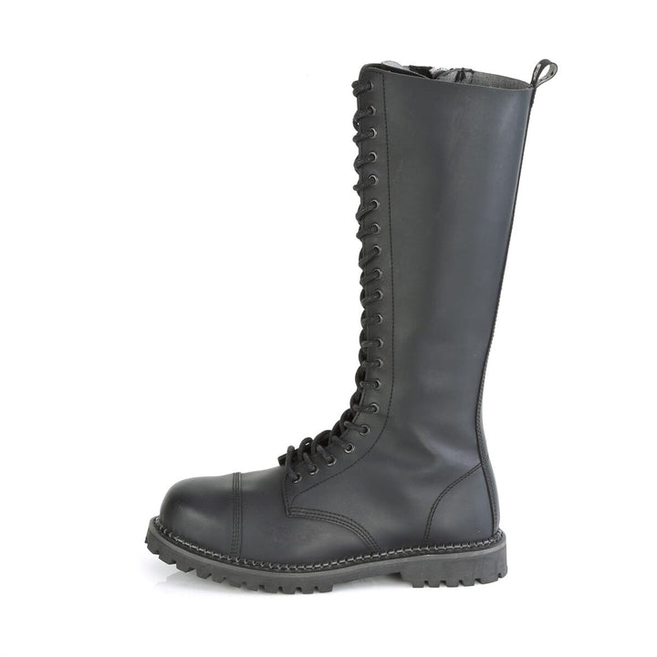SS-RIOT-20 Black Vegan Leather Knee Boot-Footwear-Pleaser Brand-Black-14-Vegan Leather-SEXYSHOES.COM