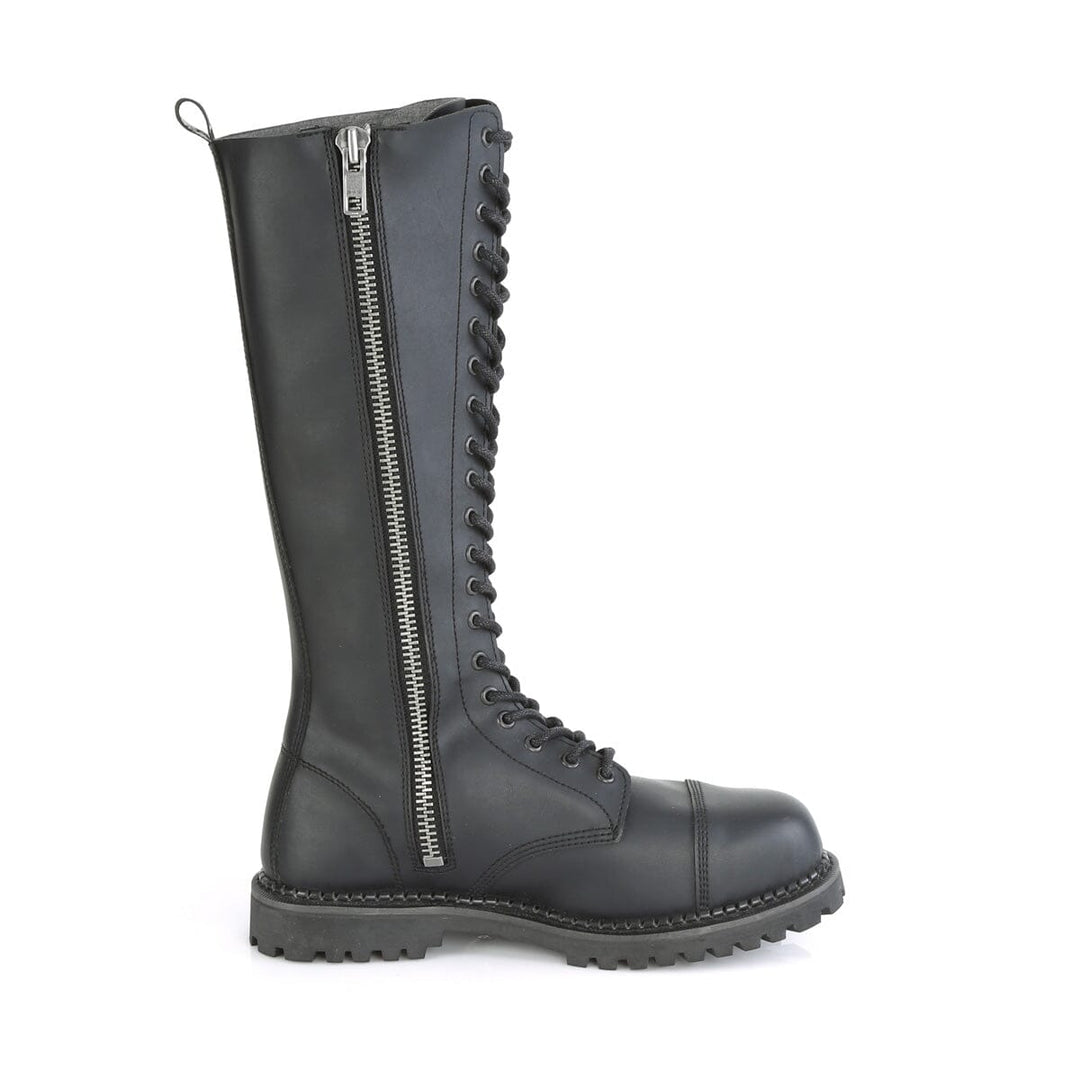 SS-RIOT-20 Black Vegan Leather Knee Boot-Footwear-Pleaser Brand-Black-14-Vegan Leather-SEXYSHOES.COM